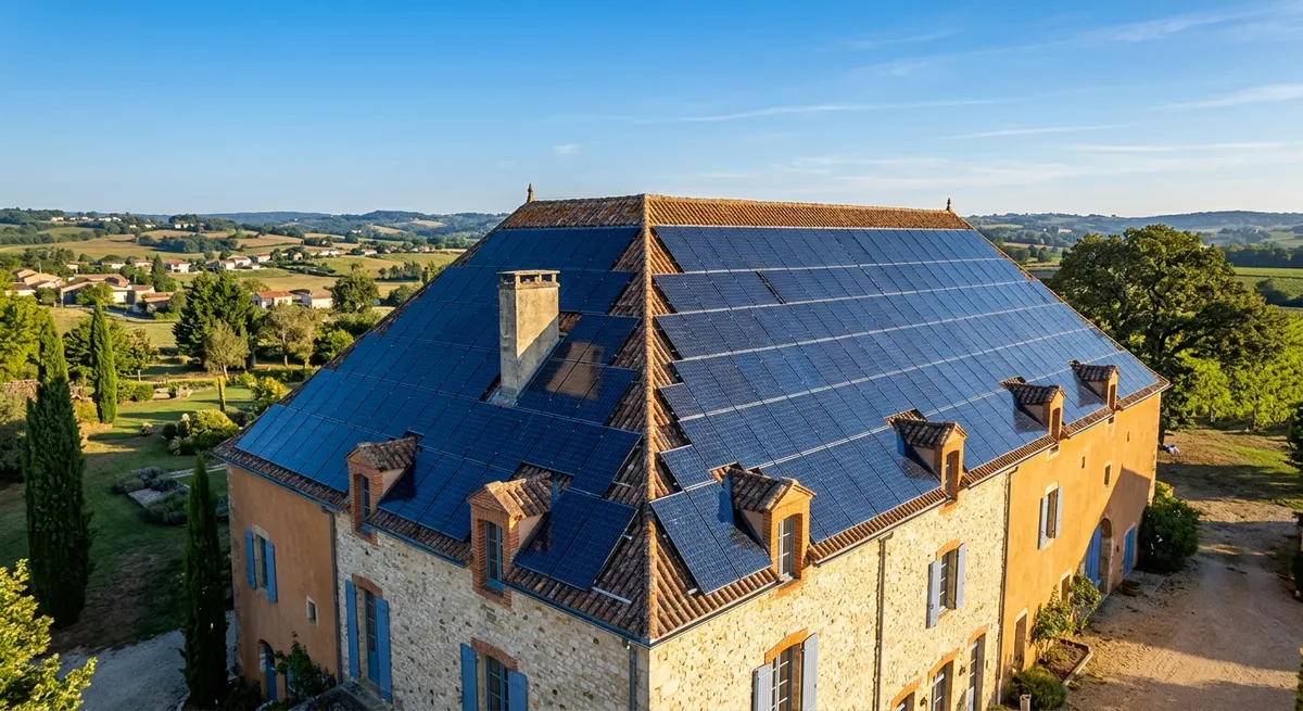 Toiture couverte de panneaux photovoltaïques