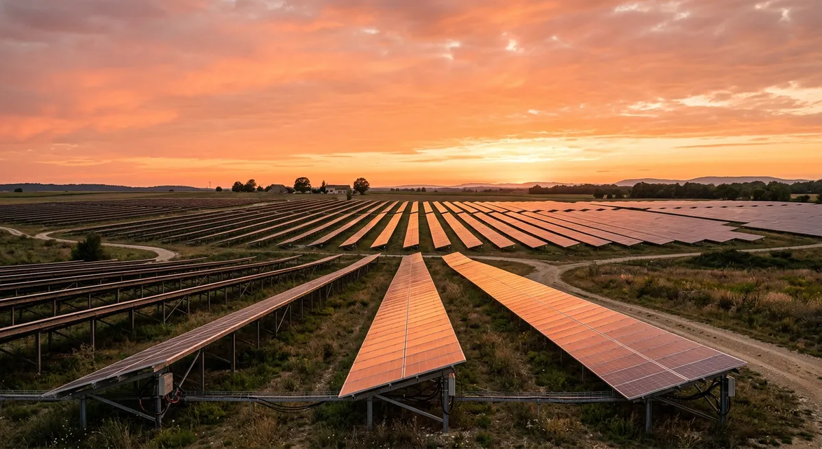 Champ de panneaux photovoltaïques posés au sol